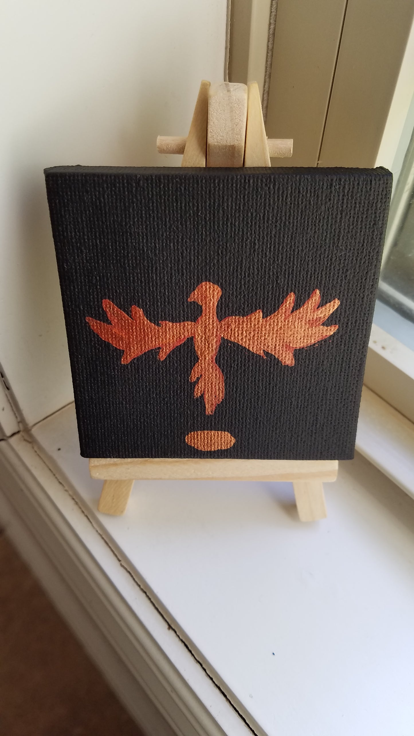 P10 Phoenix Reborn Red and Yellow Metallic Easel Painting