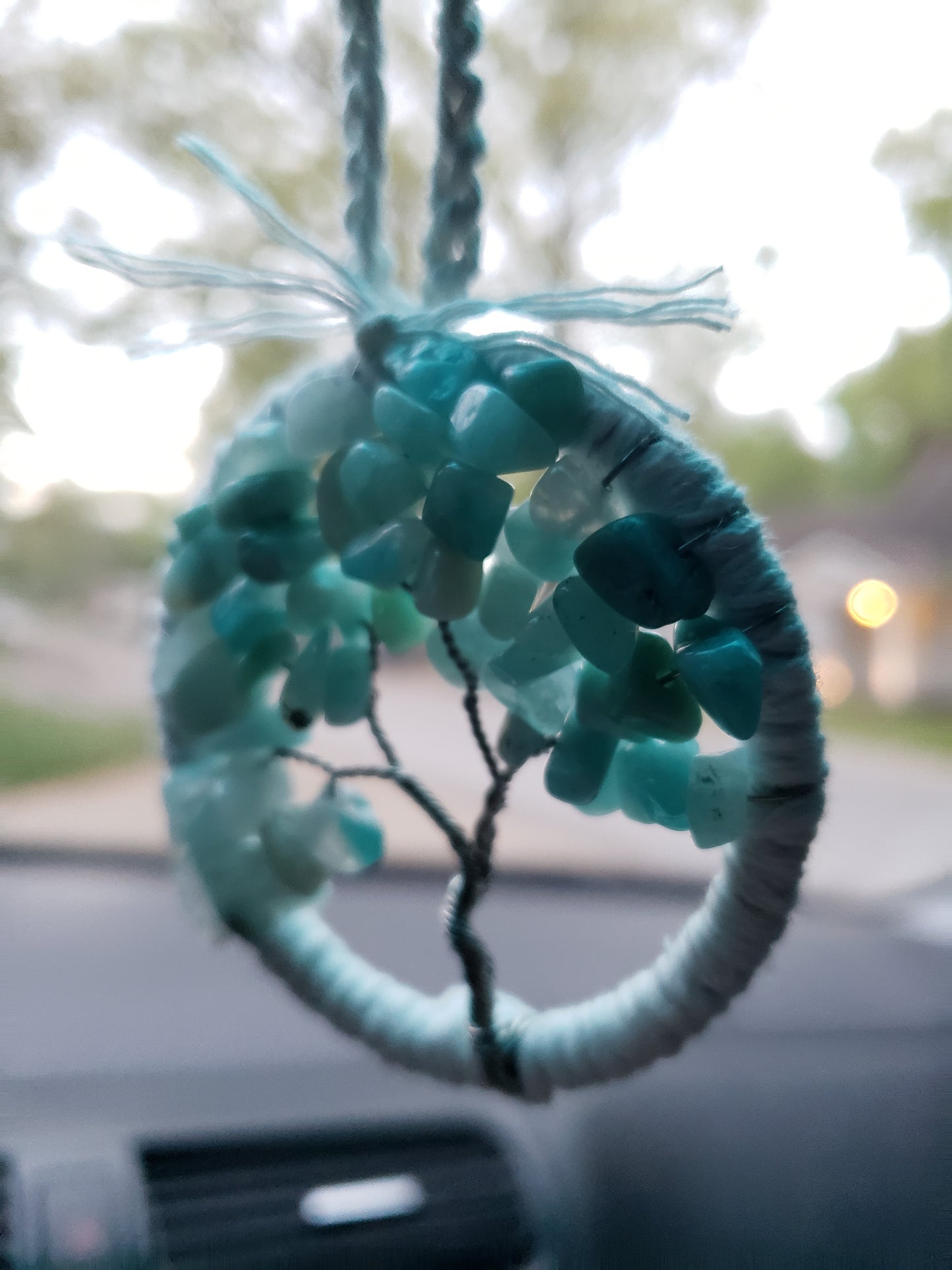 Turquoise Tree Mirror Ornament Charm