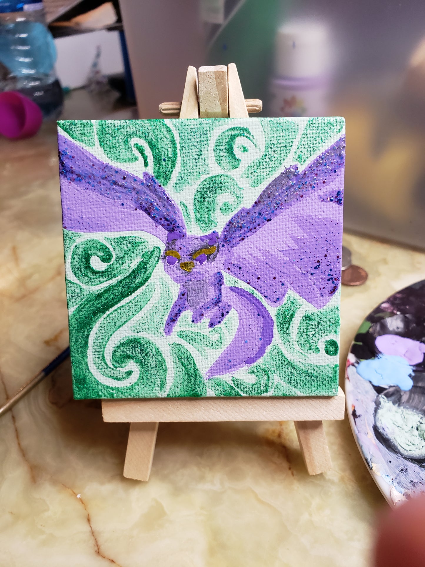 Violet the Dragon Painting with Easel