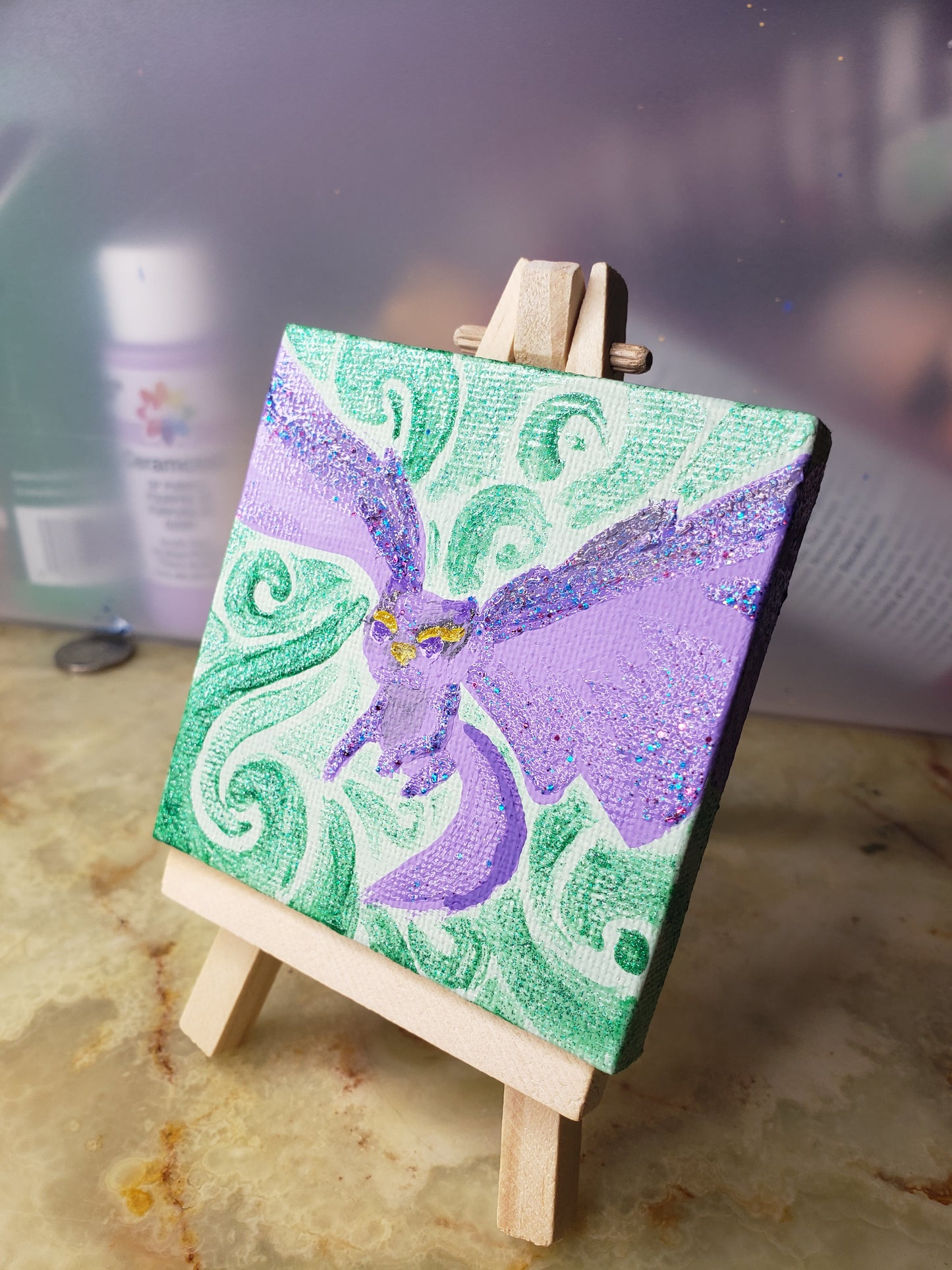 Violet the Dragon Painting with Easel