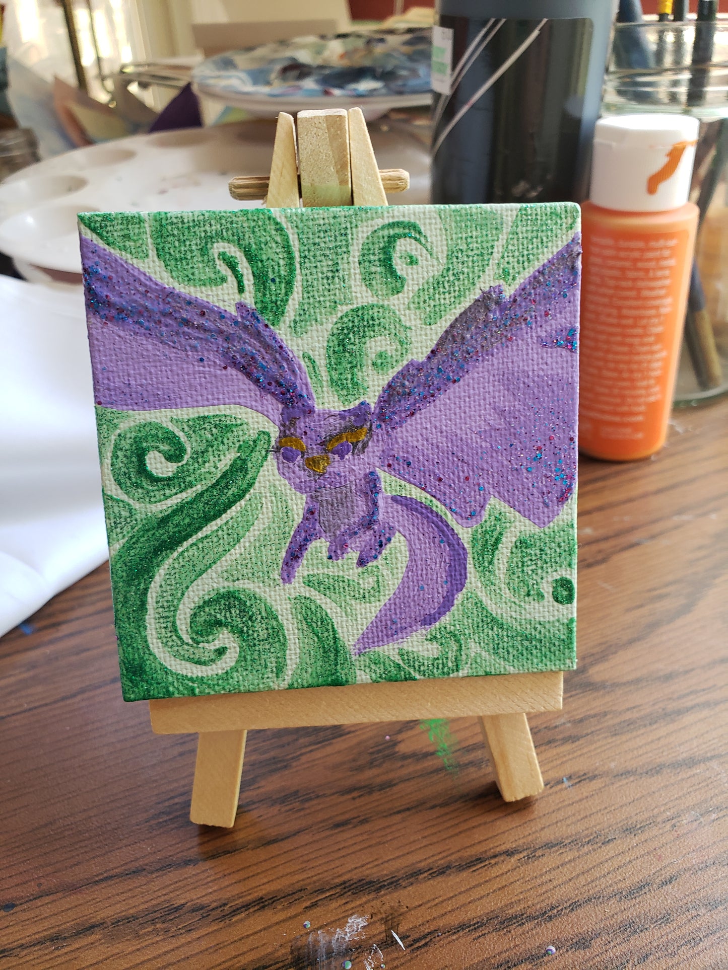 Violet the Dragon Painting with Easel