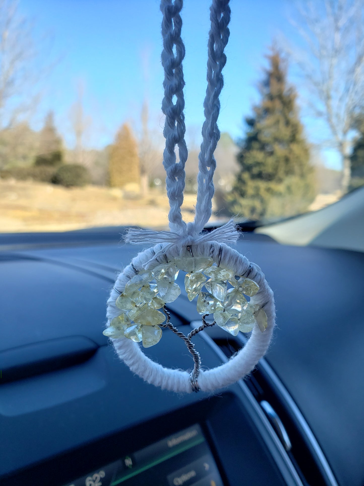 Yellow Tree Car Mirror Ornament Charm