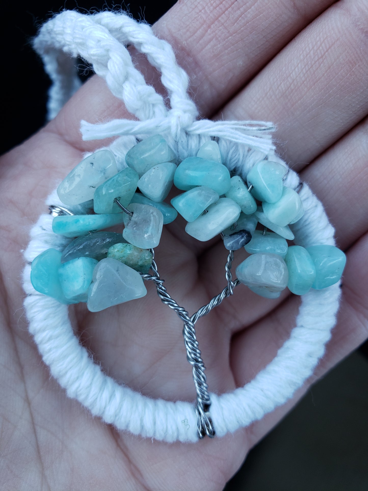 Amazonite Tree Car Mirror Ornament Charm Turquoise Teal