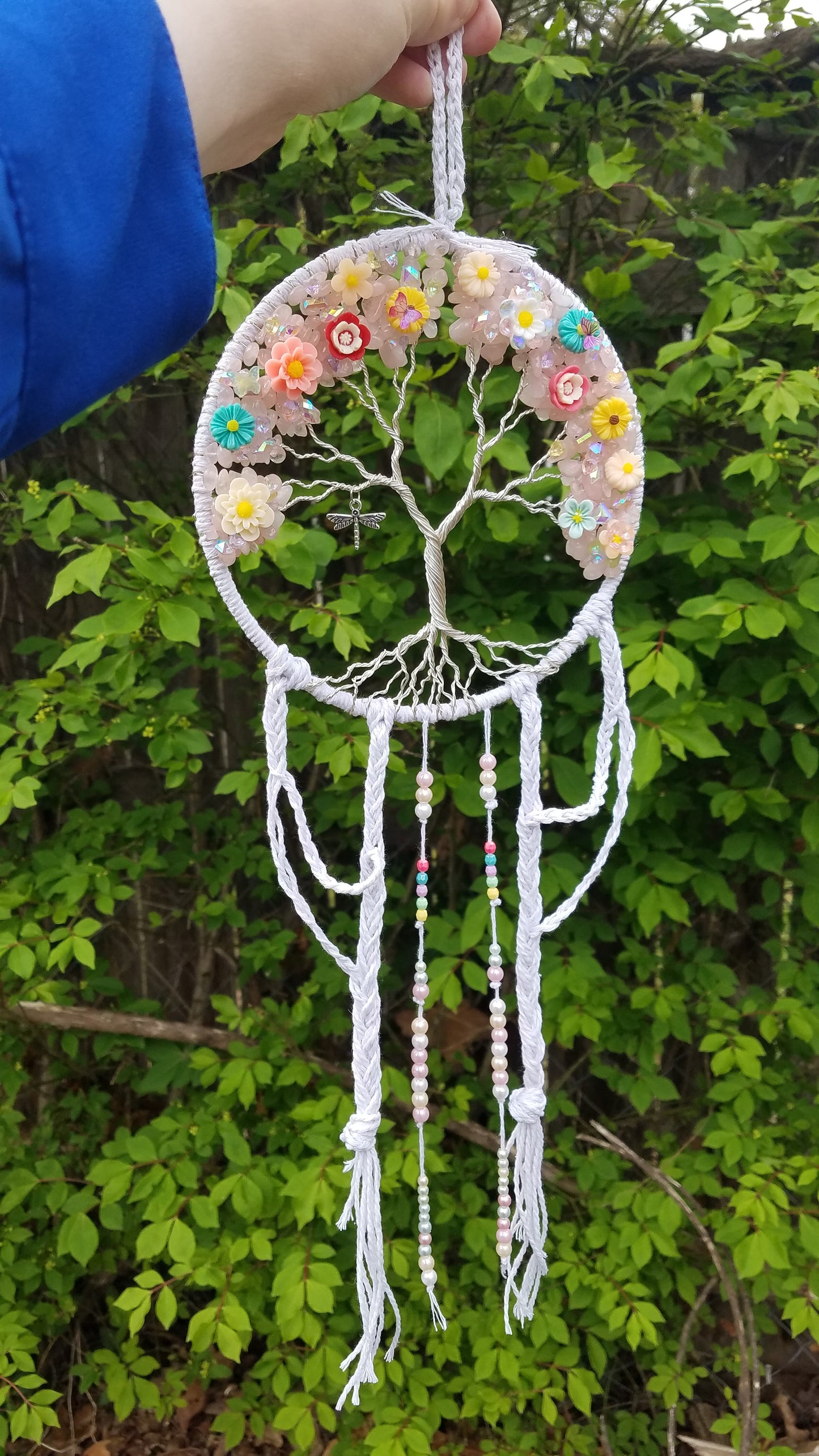 Spring Glitter Flower Whimsical Butterfly Dragonfly Tree of Life Dream Catcher