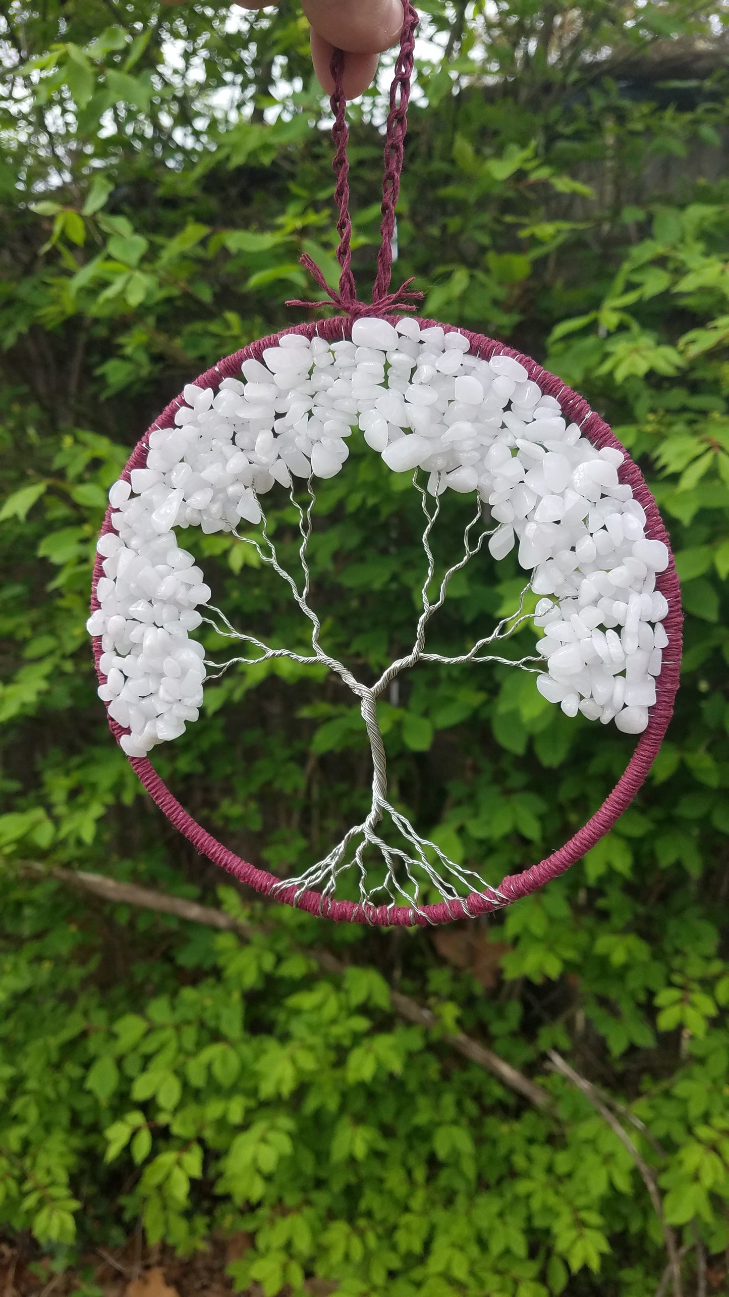 White Jade Tree of Life Dream Catcher