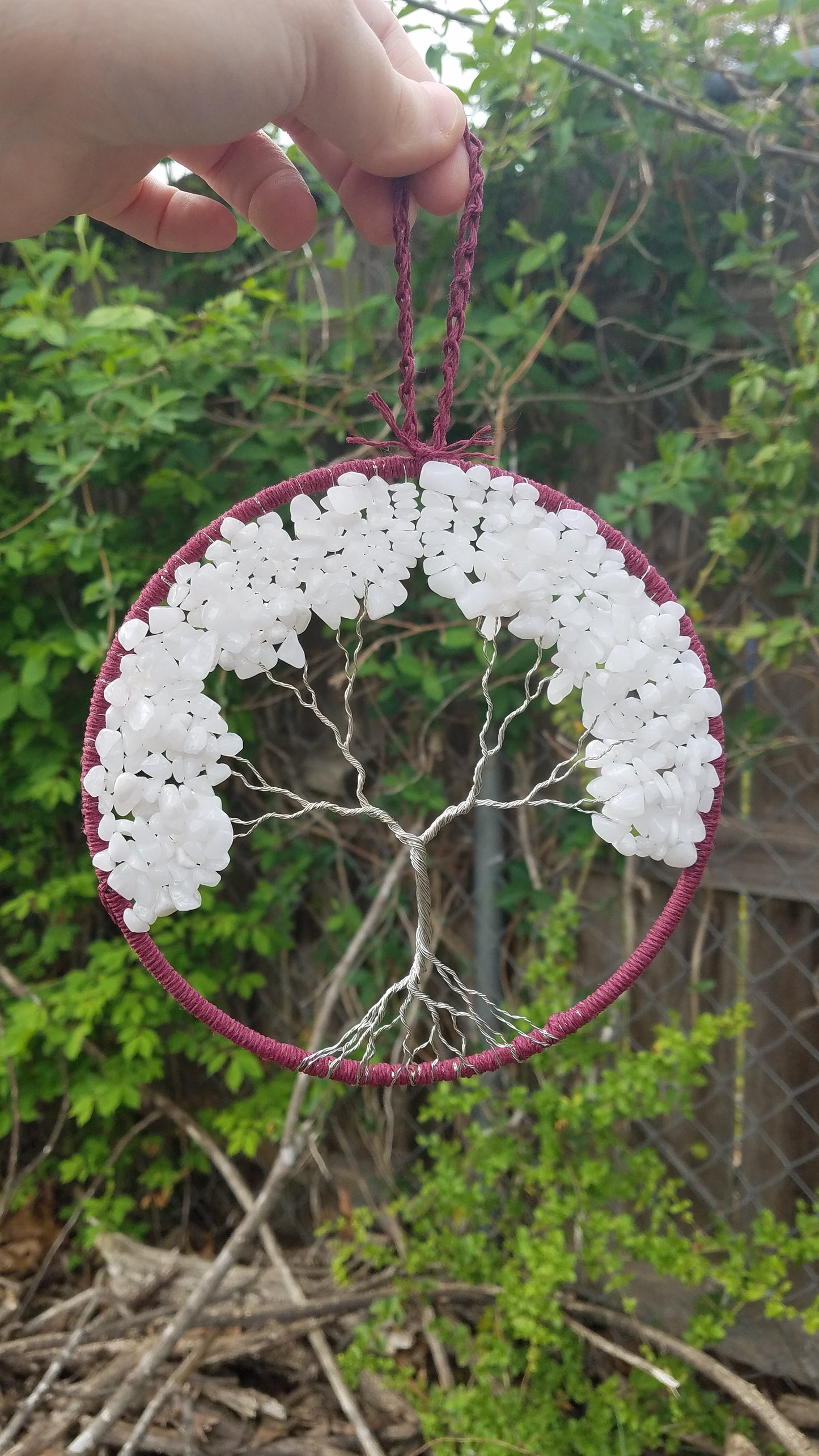 White Jade Tree of Life Dream Catcher