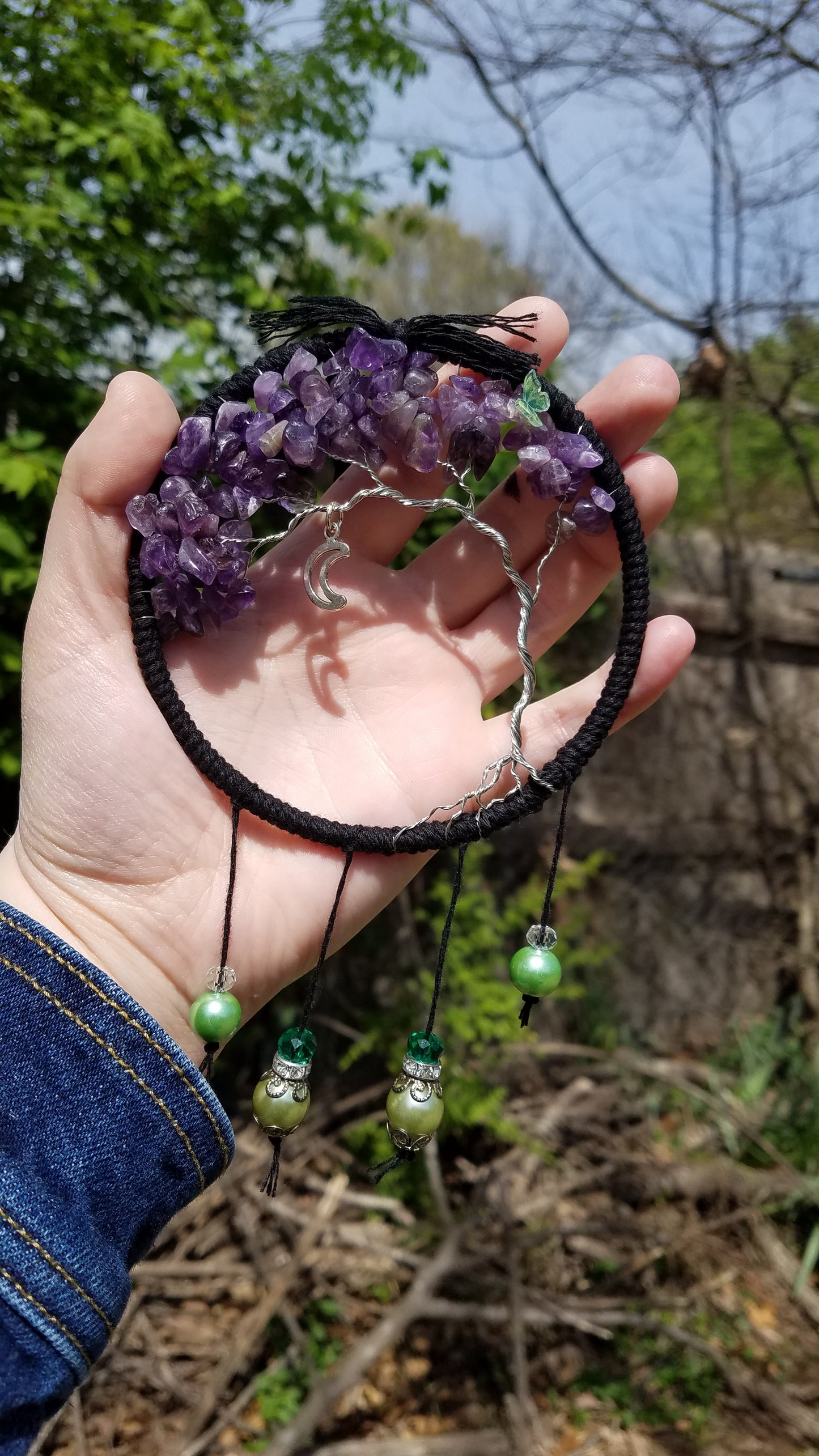 Tree of Life Dream Catcher Purple Moon Butterfy Sun Catcher