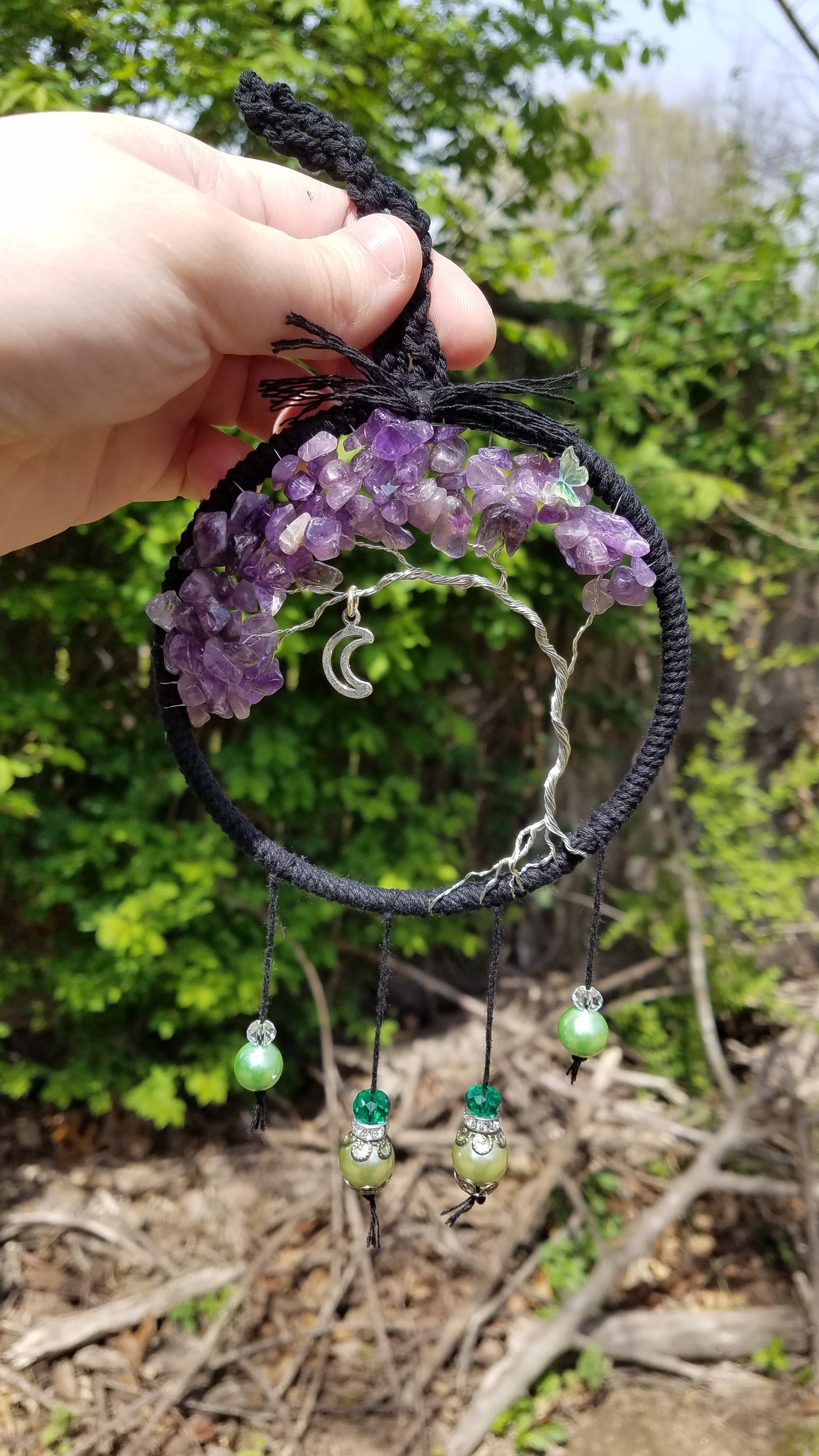 Tree of Life Dream Catcher Purple Moon Butterfy Sun Catcher