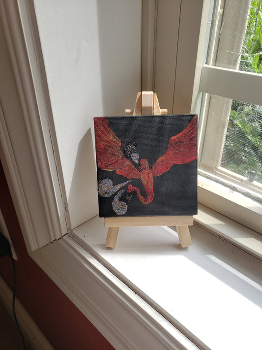 Glitter Red Dragon Easel Painting