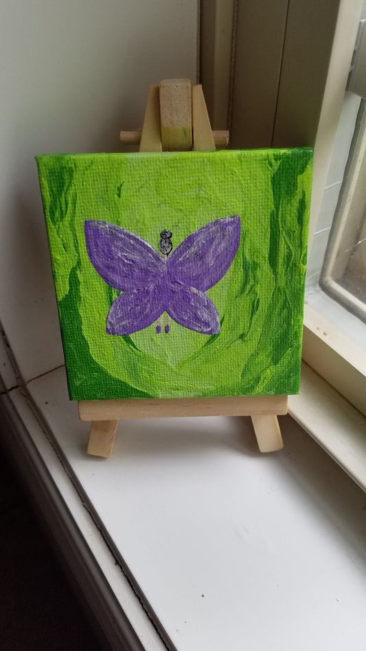 Purple Forest Fairy Metallic Easel Painting