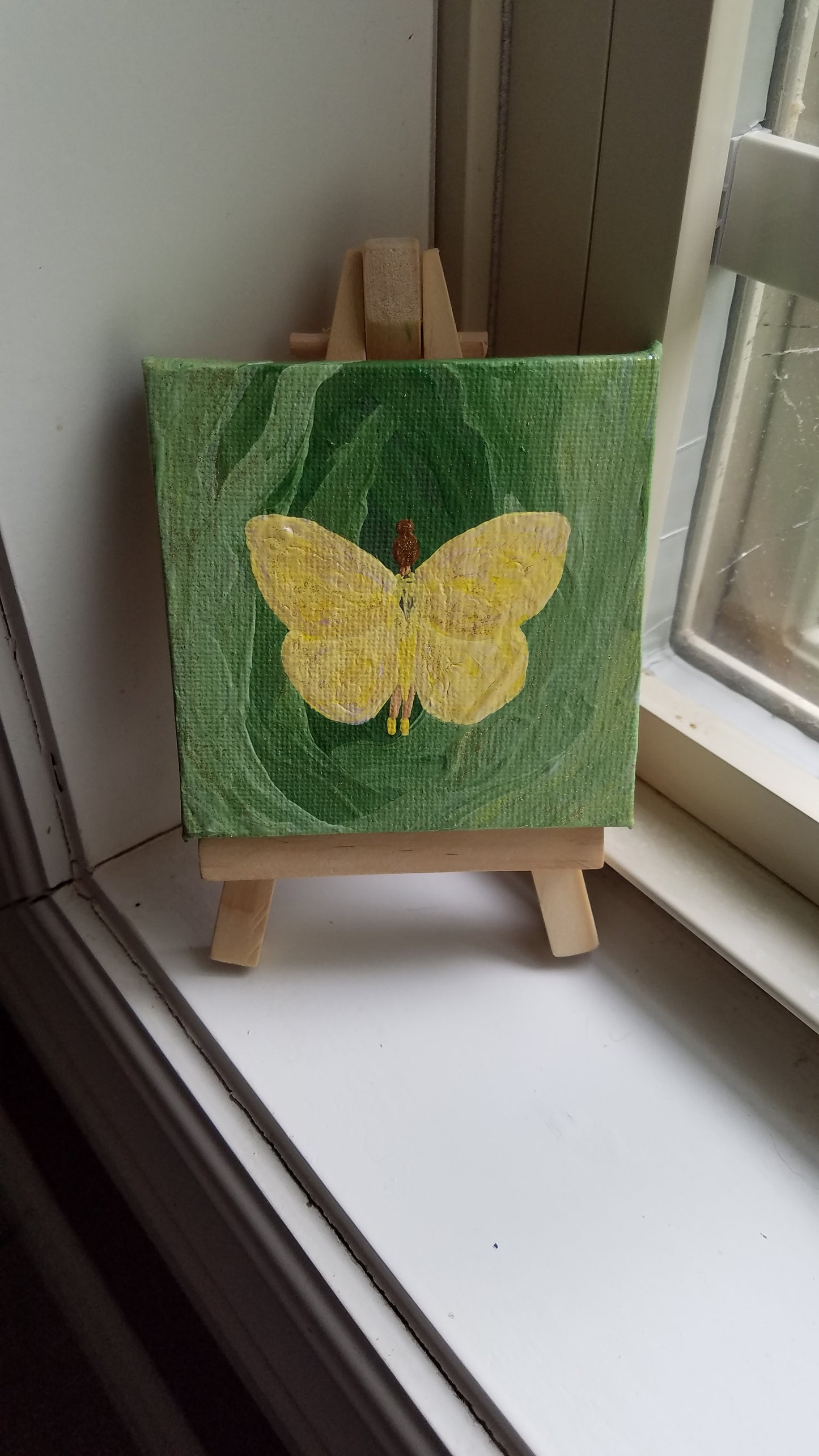 Yellow Butterfly Fairy Metallic Easel Painting