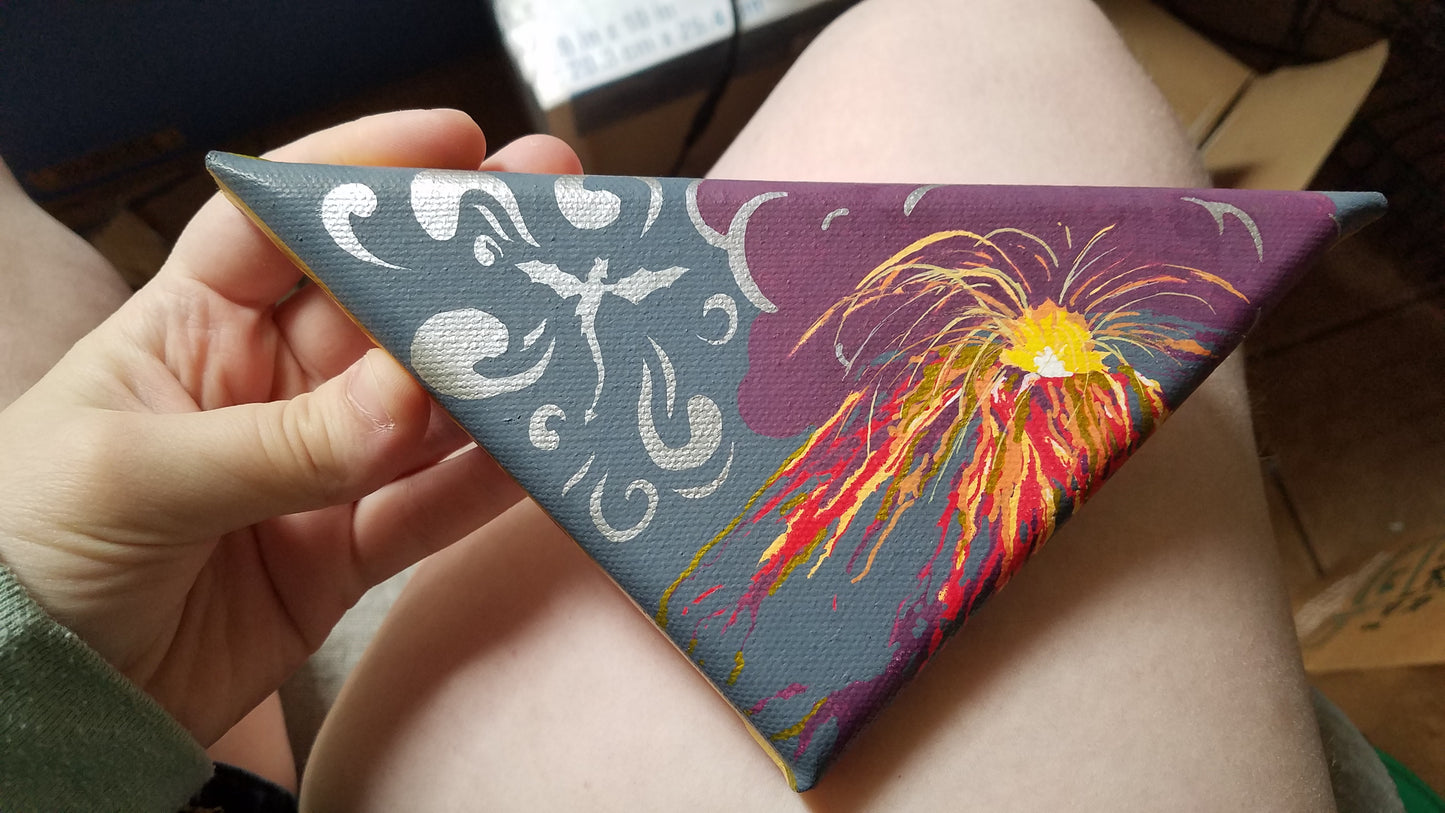 Triangle Dragon and Volcano Metallic Painting with Edging