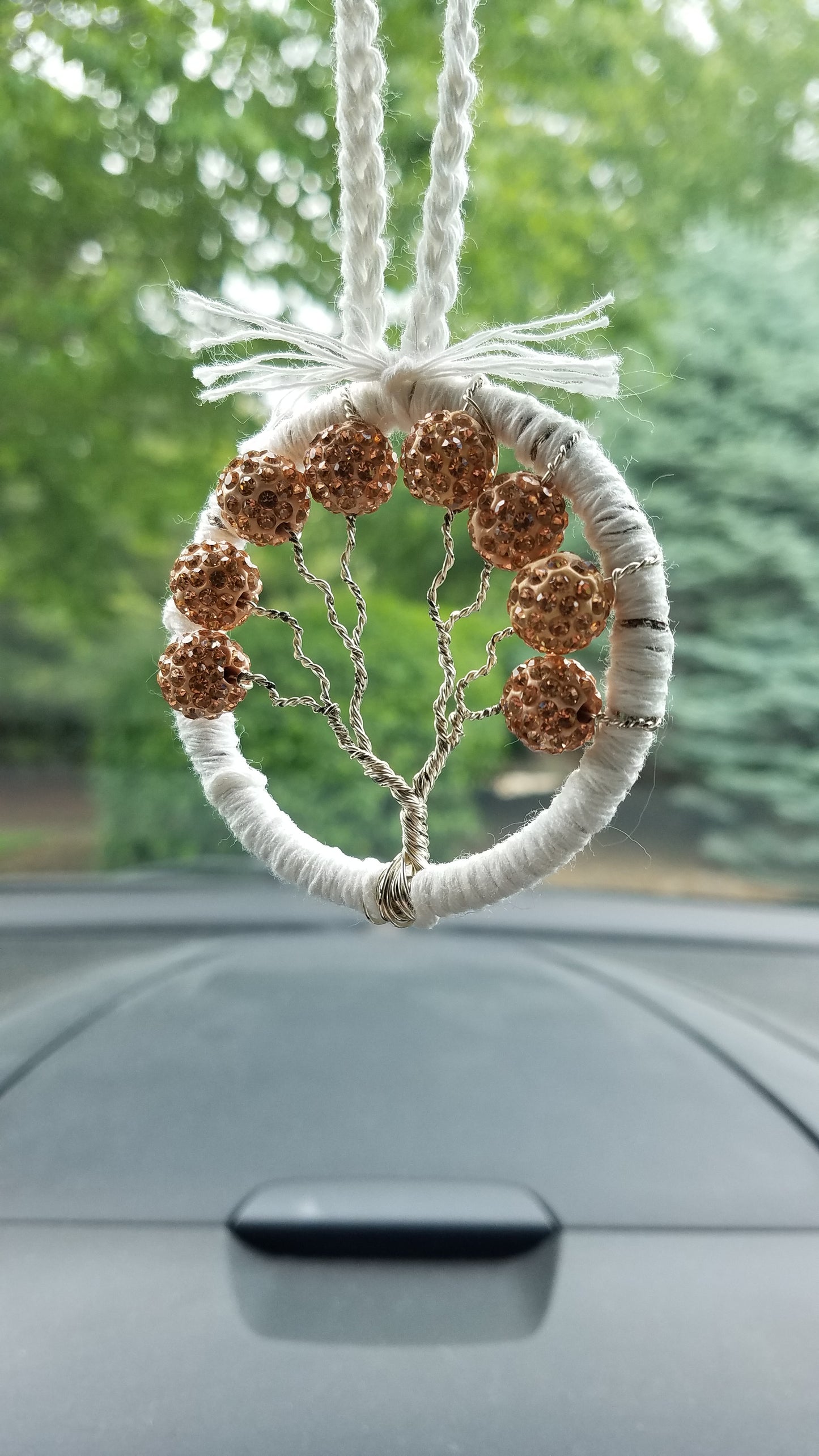 Rose Gold Sparkle Tree Car Mirror Ornament Charm