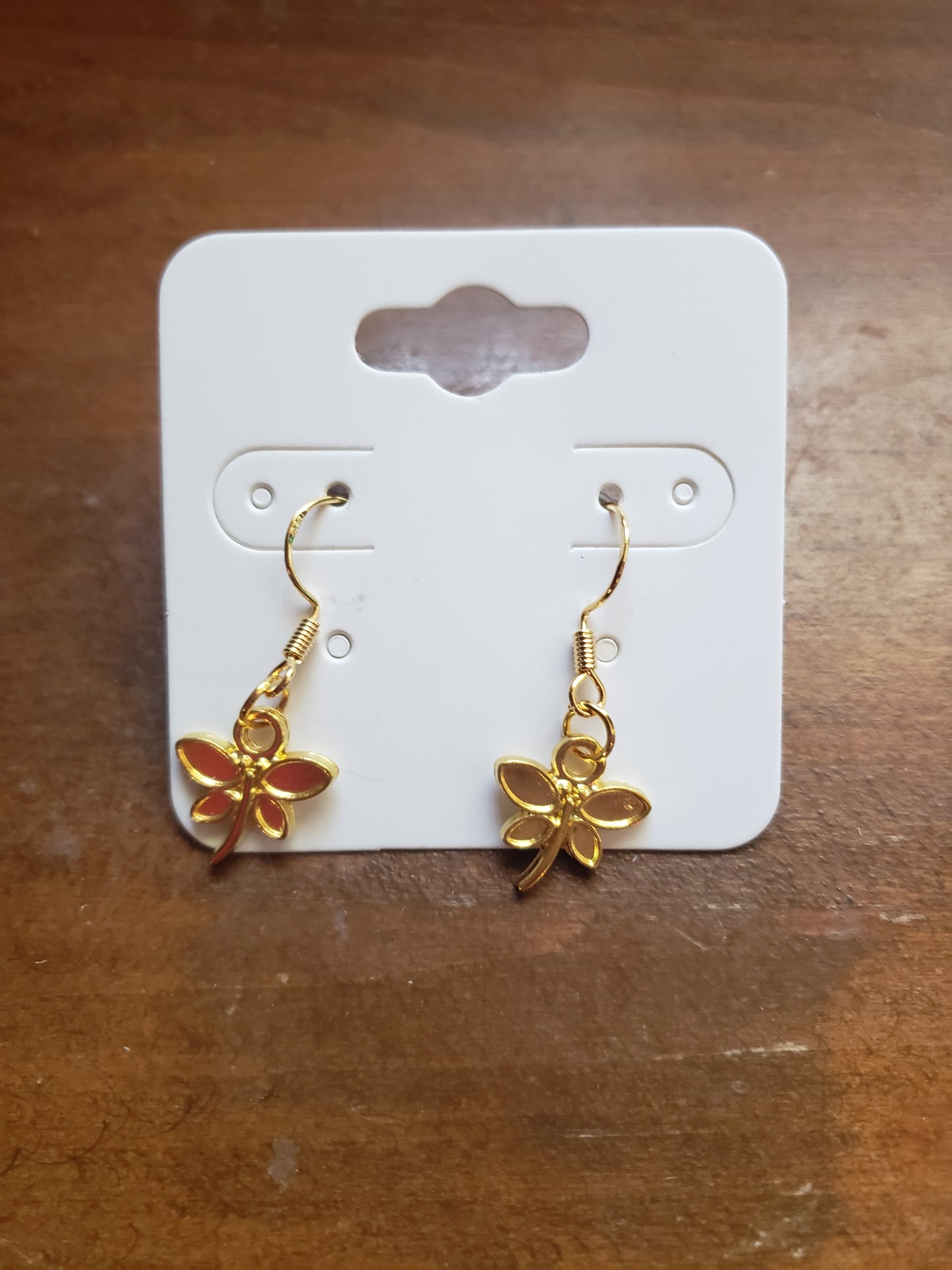 Tiny Baby Firefly Dragonfly Earrings Dangle 18k Gold Hypoallergenic