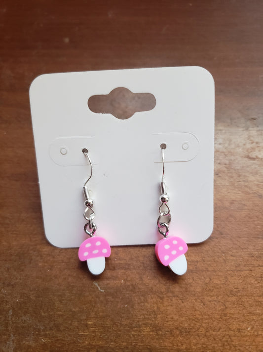 Pink Dotted Earrings Dangle 925 Sterling Silver Hypoallergenic