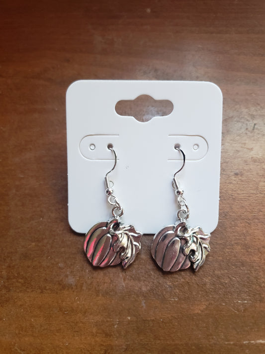 Pumpkin with Leaf Fall Earrings Dangle 925 Sterling Silver Hypoallergenic