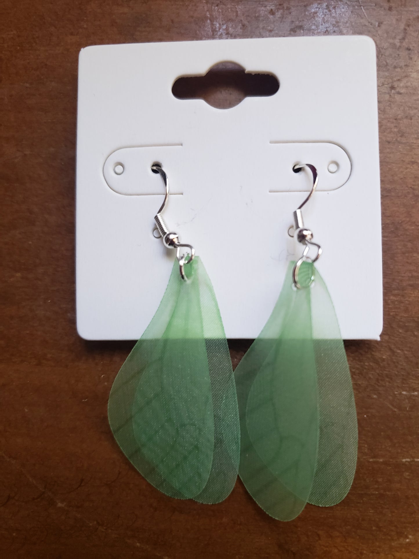 Fairy Wings Green Fantasy Earrings Dangle 925 Sterling Silver Hypoallergenic