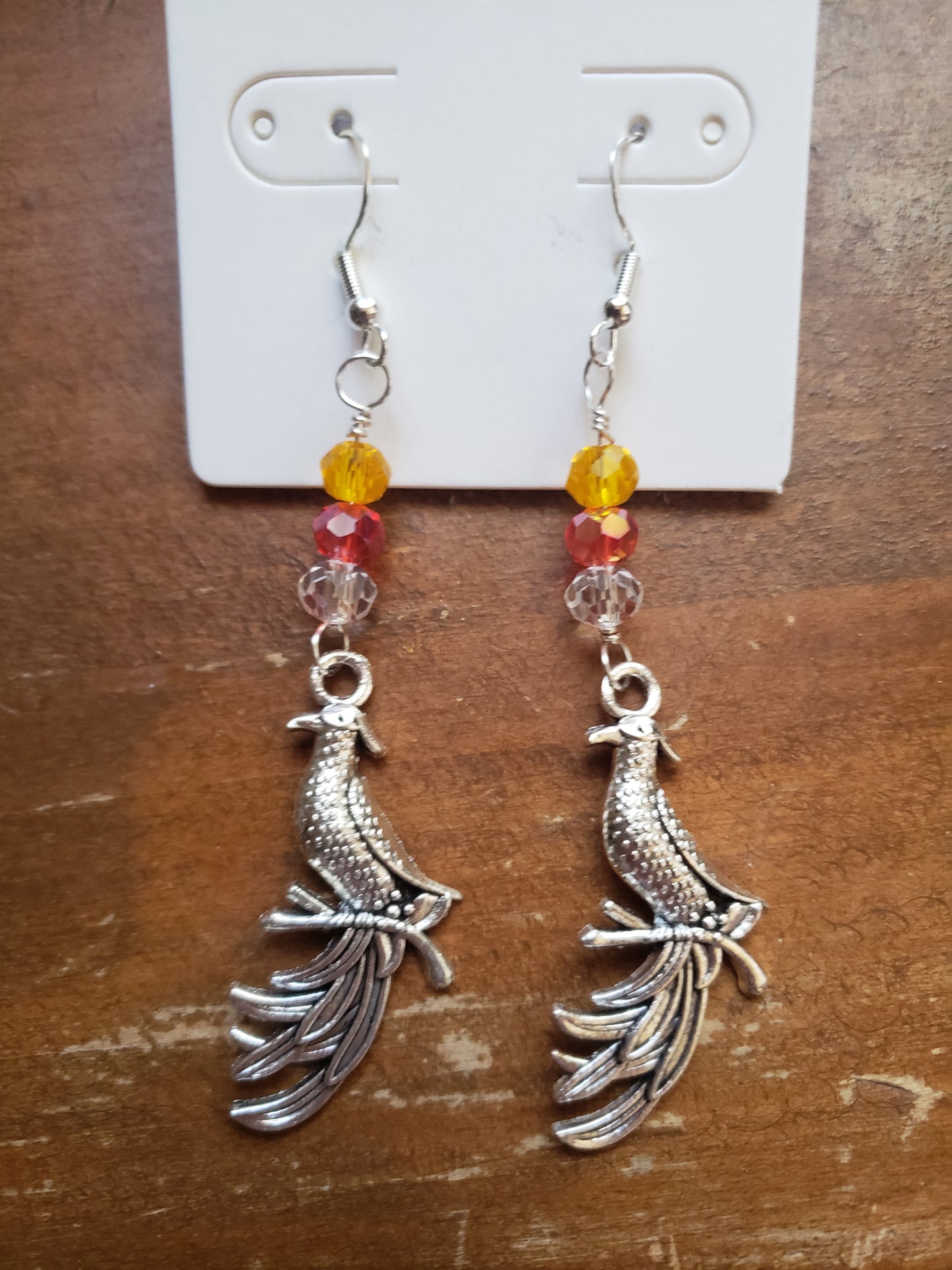 Phoenix Sparkle Glitter Gem Fire Fantasy Fantasy Earrings Dangle 925 Sterling Silver Hypoallergenic