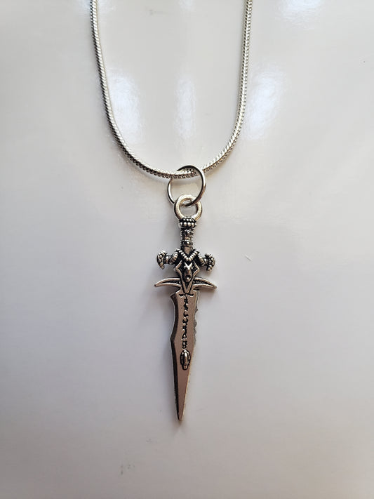 Knife Dagger Sword Silver Necklace