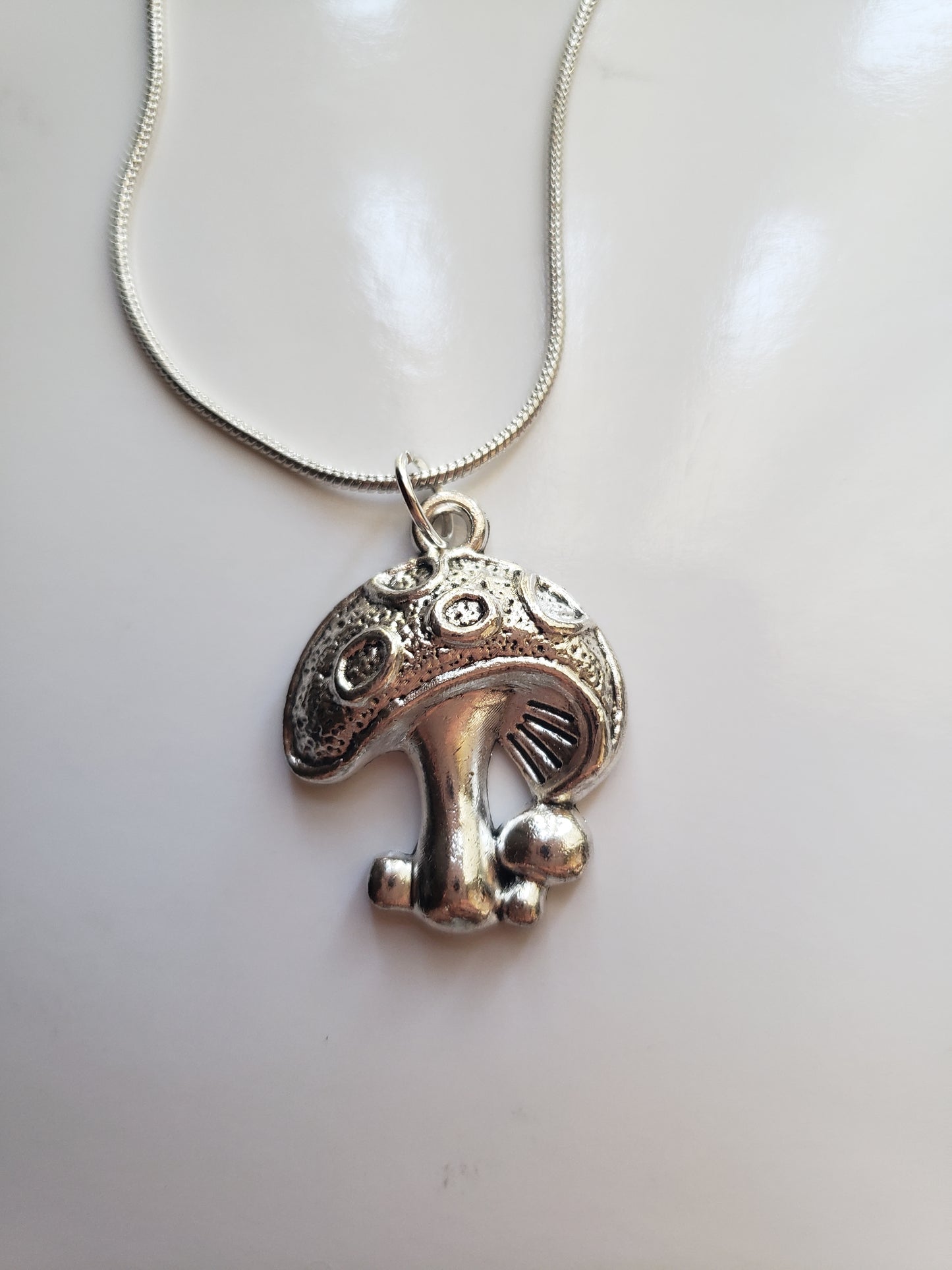 Dotted Mushroom Silver Necklace