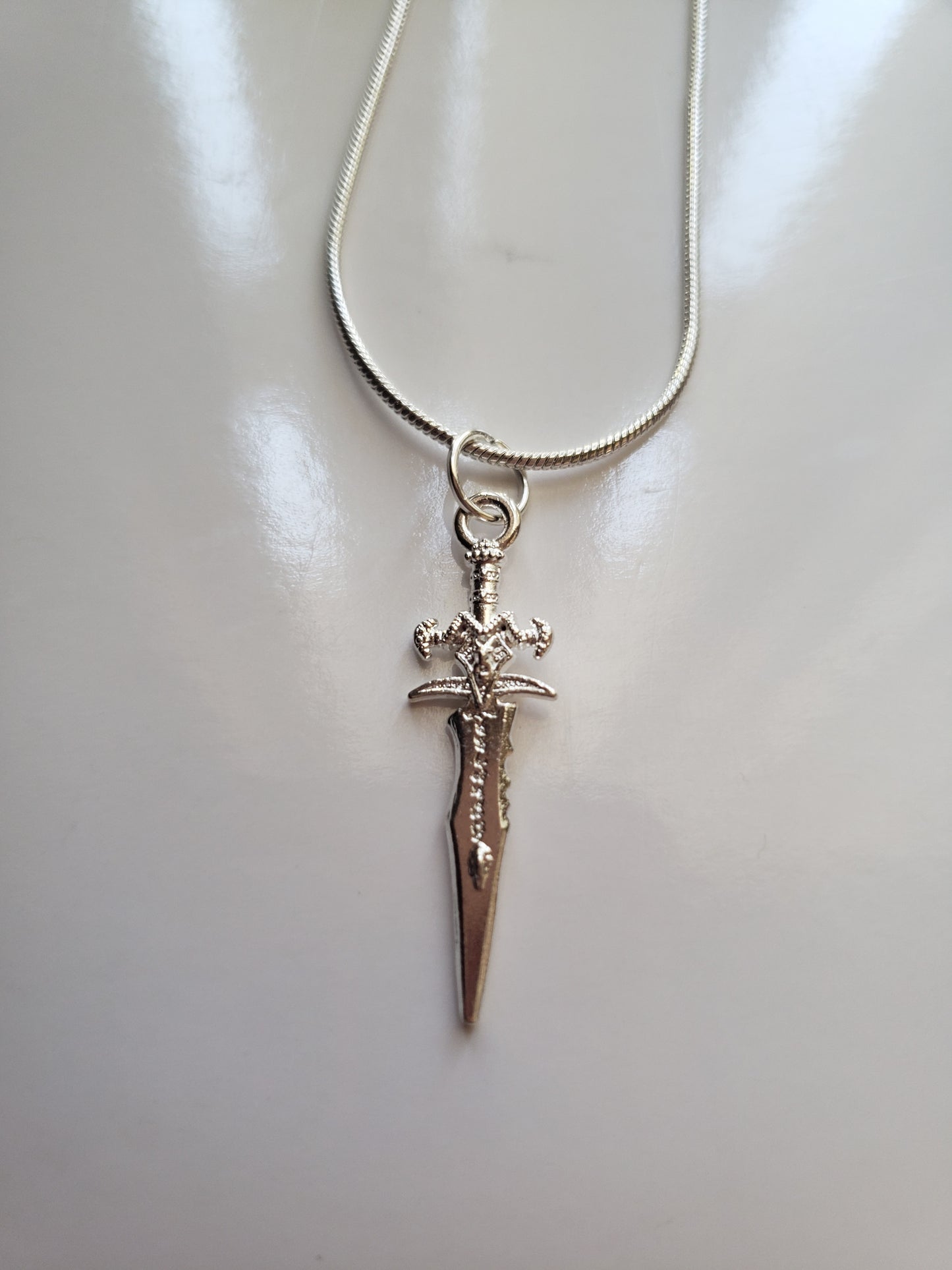 Knife Dagger Sword Bright Silver Necklace