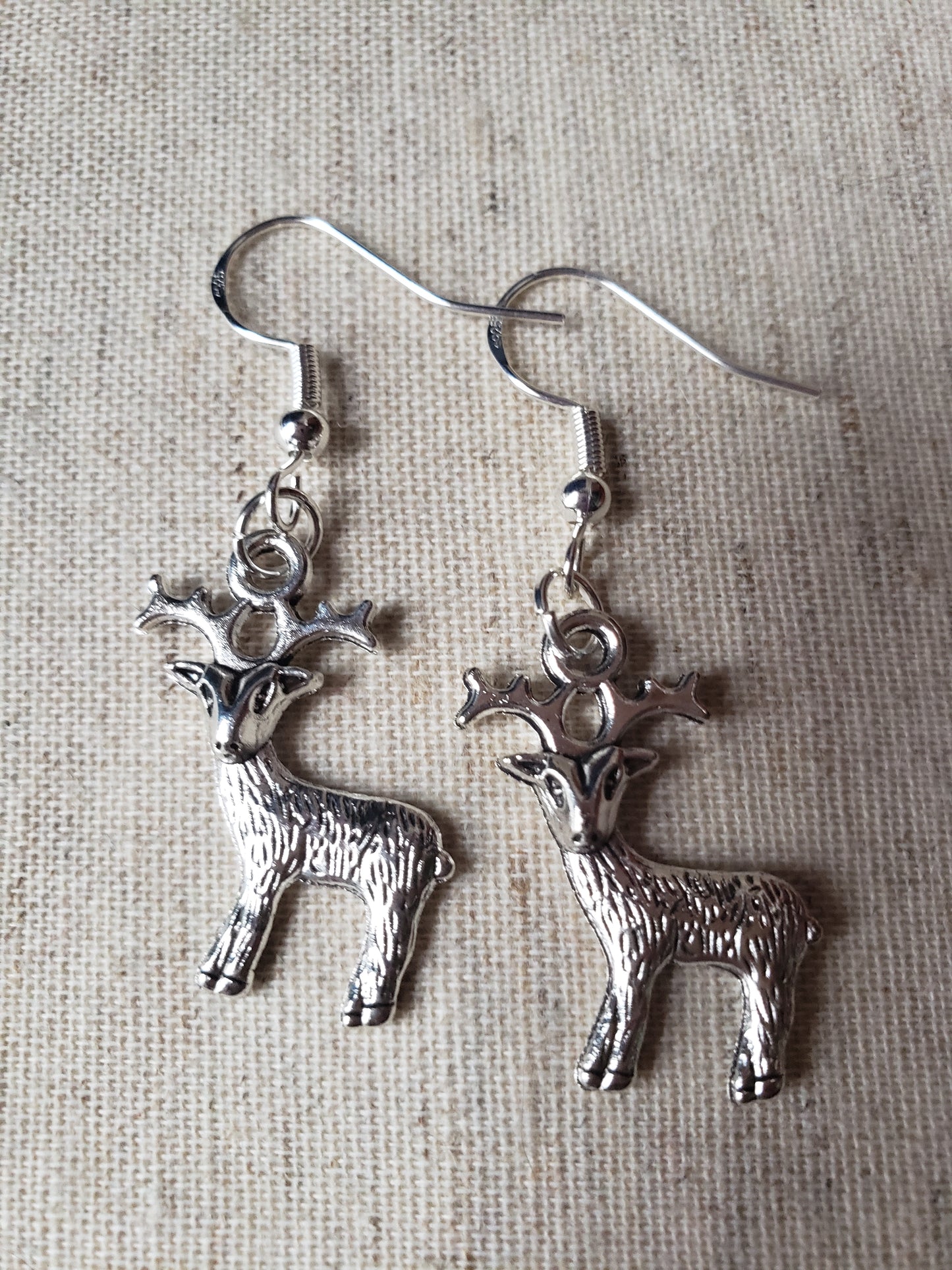 Reindeer Christmas Holiday Earrings Dangle 925 Sterling Silver Hypoallergenic