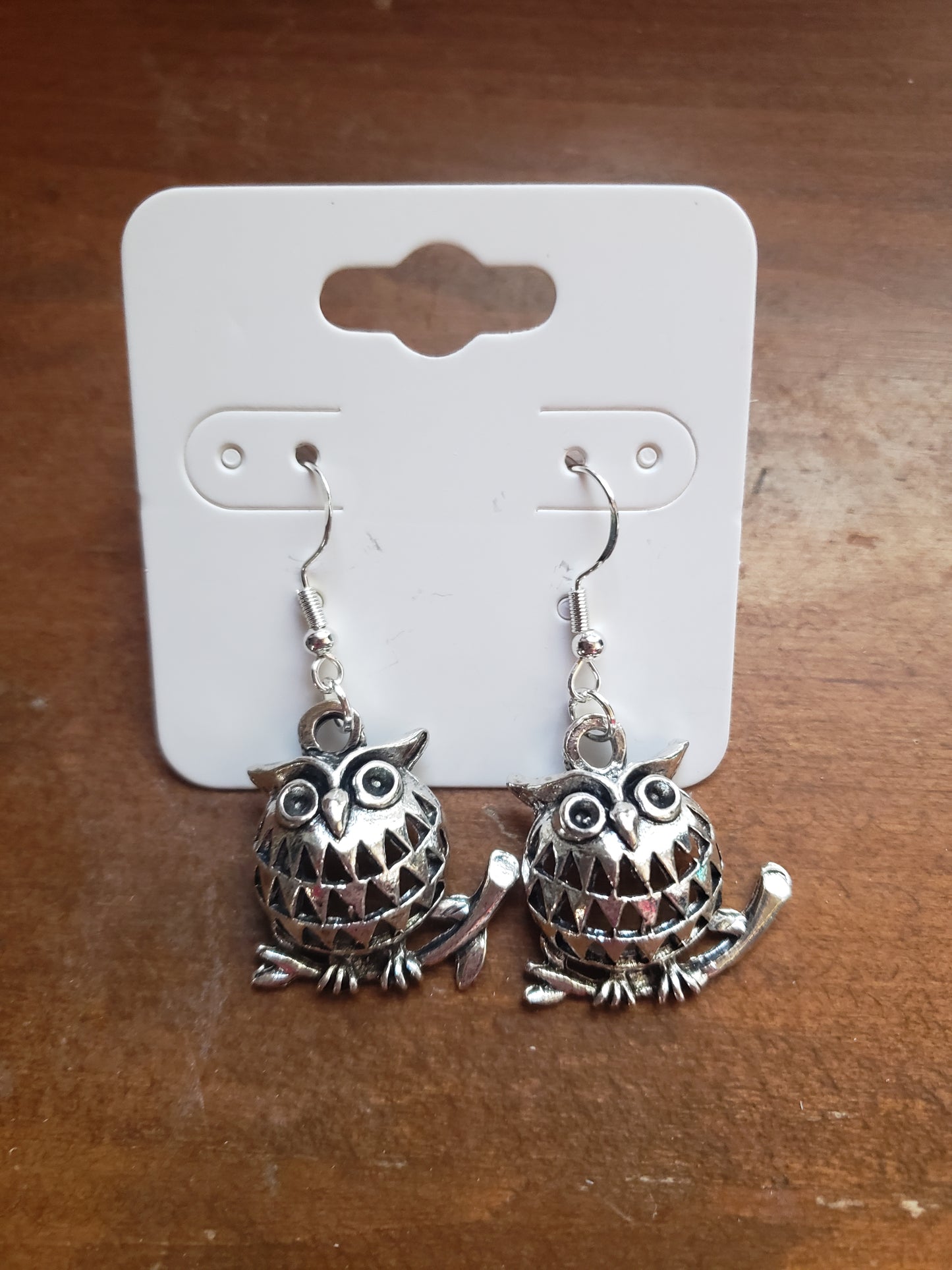 Round Fat Owl Earrings Dangle 925 Sterling Silver Hypoallergenic