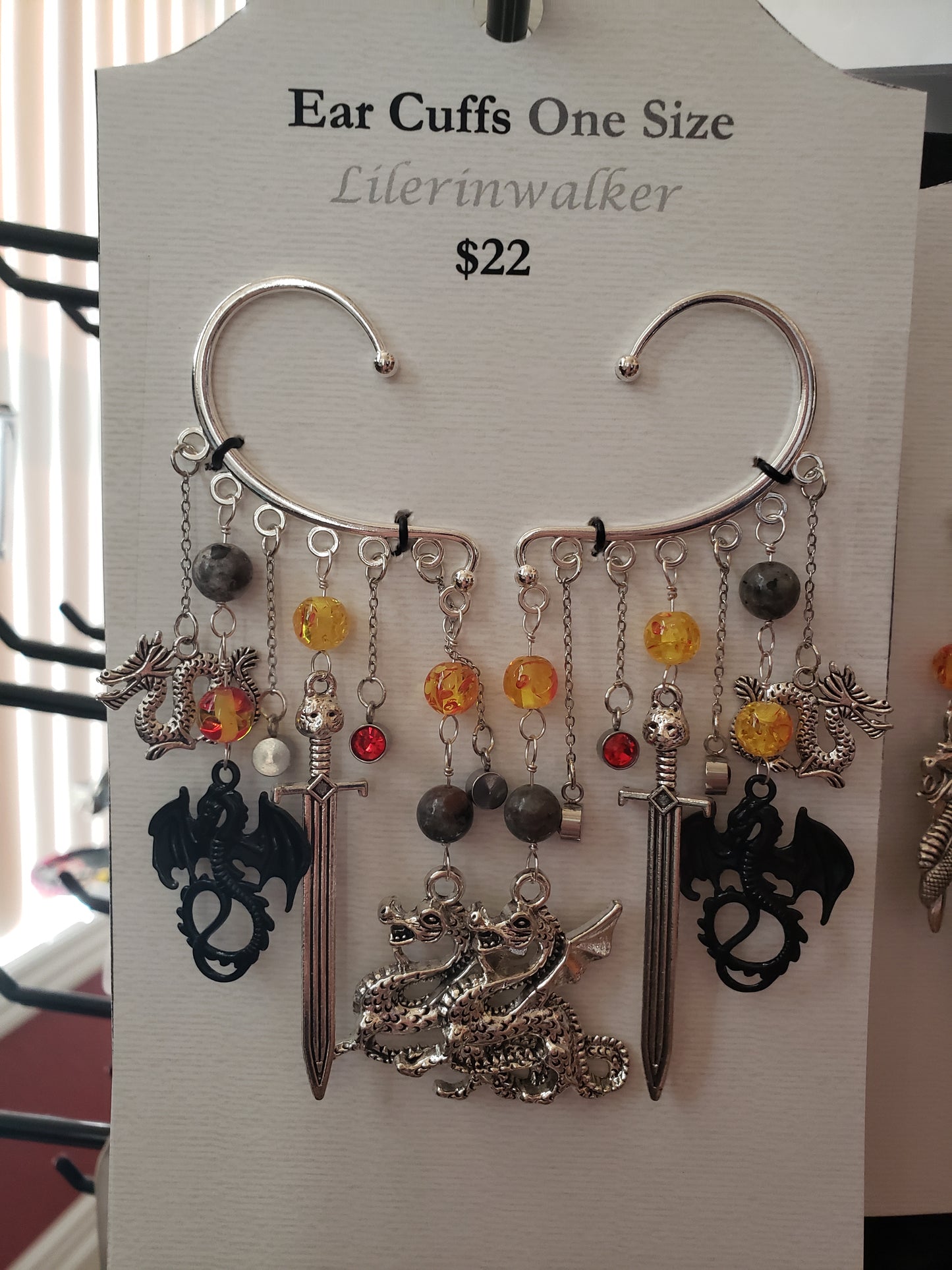Dragon Silver Ear Cuffs Fire Sword Black Dragon Slayer Ash