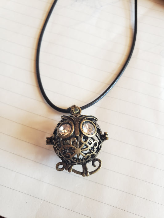 Owl Keepsake Locket Black Necklace