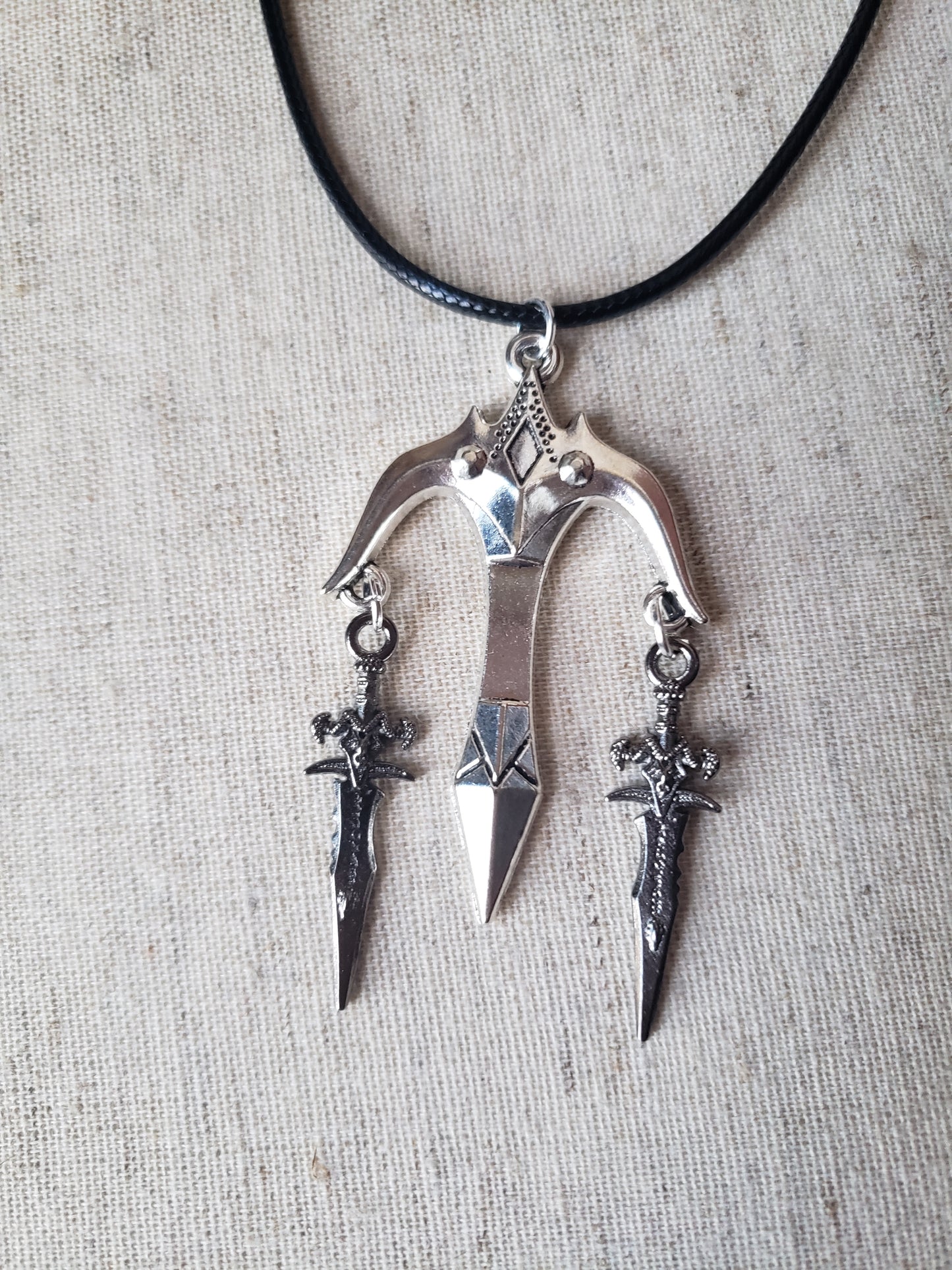 Warrior Knife Sword Dagger Black Necklace