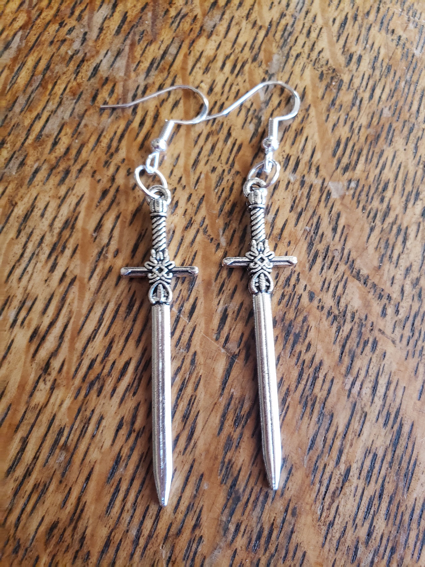 Sword Dagger knife Fantasy Earrings Dangle 925 Sterling Silver Hypoallergenic