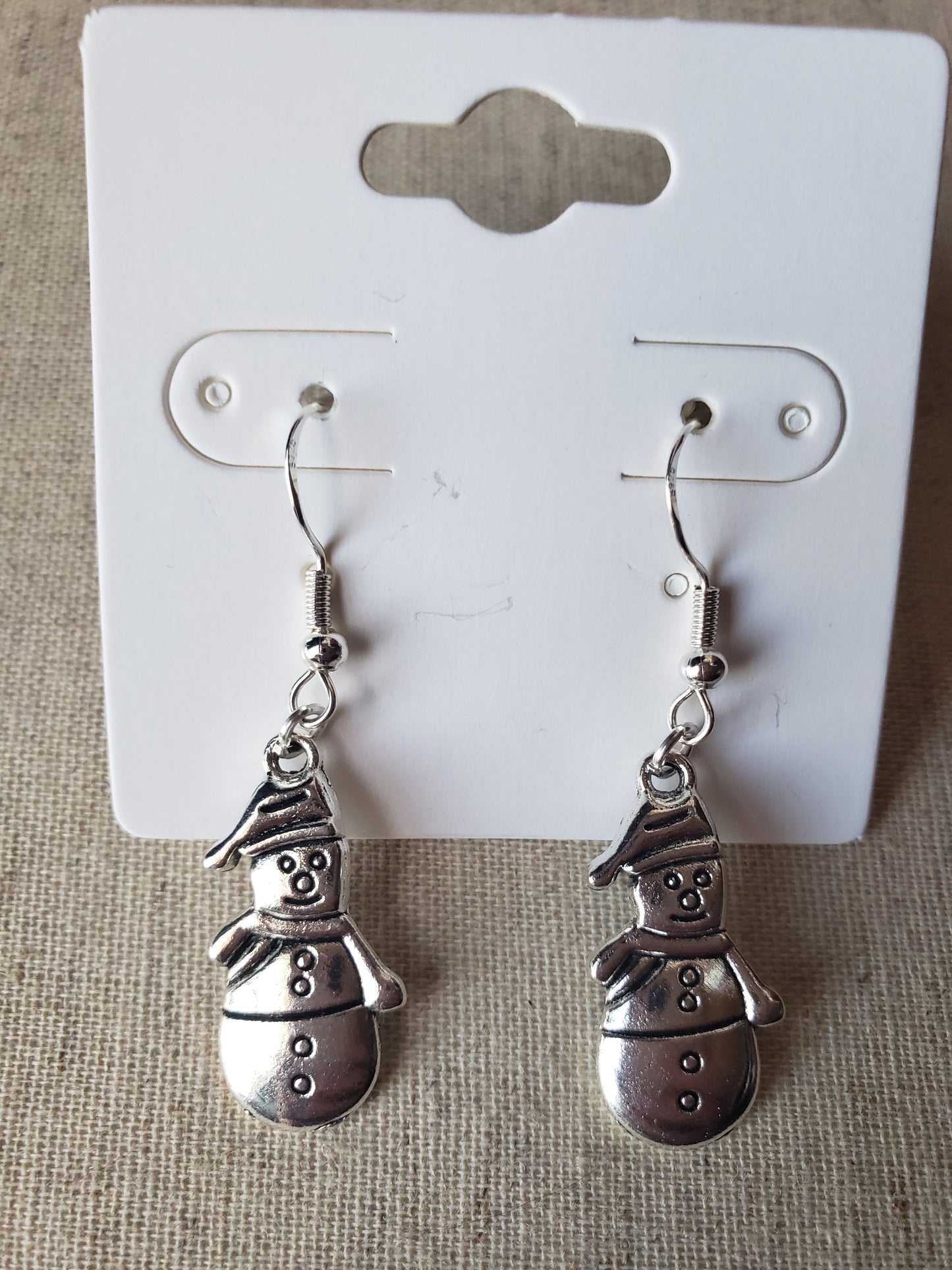 Snowman with Hat Christmas Holiday Winter Earrings Dangle 925 Sterling Silver Hypoallergenic