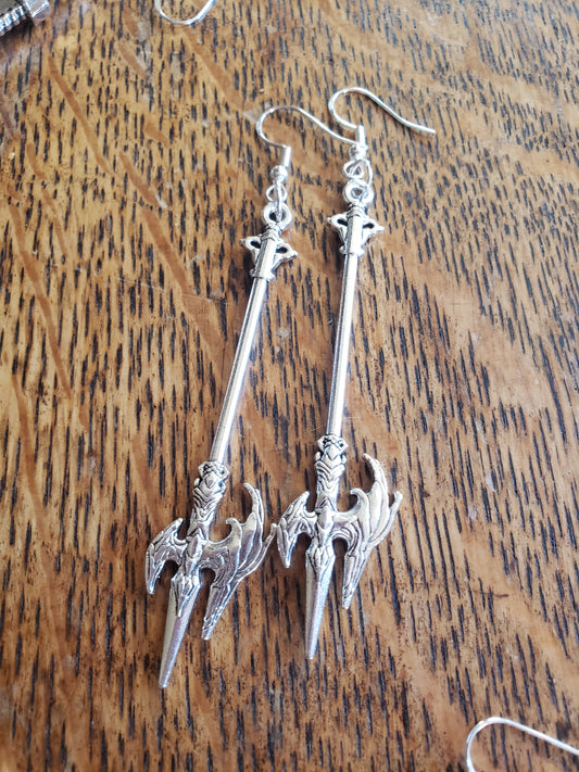 War axe Fantasy Earrings Dangle 925 Sterling Silver Hypoallergenic