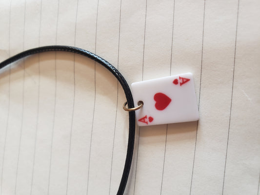 Ace of Hearts Poker Playing Card Black Necklace