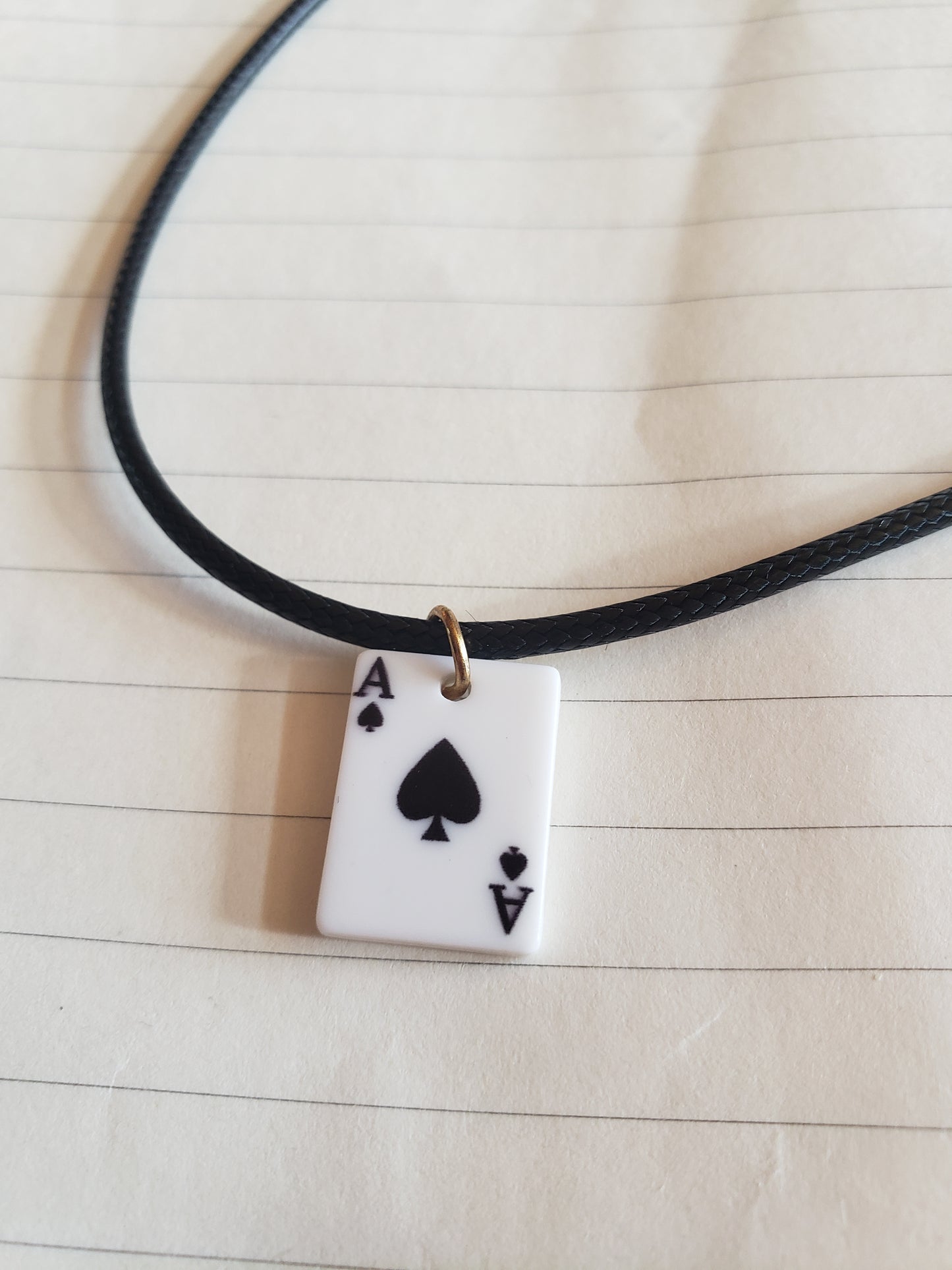 Ace of Spades Poker Playing Card Black Necklace