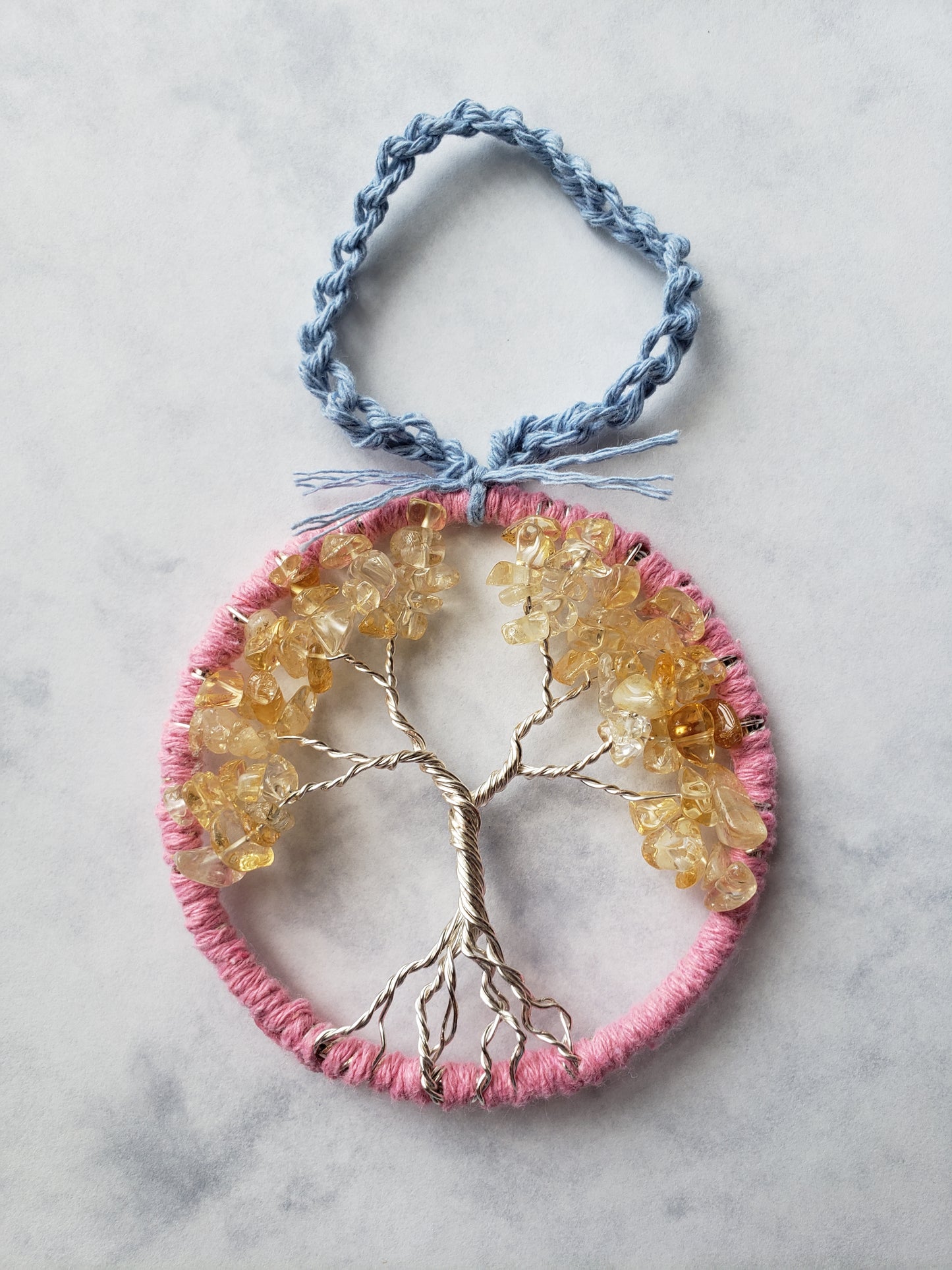 Tree of Life Dream Catcher Pink, Blue, Yellow