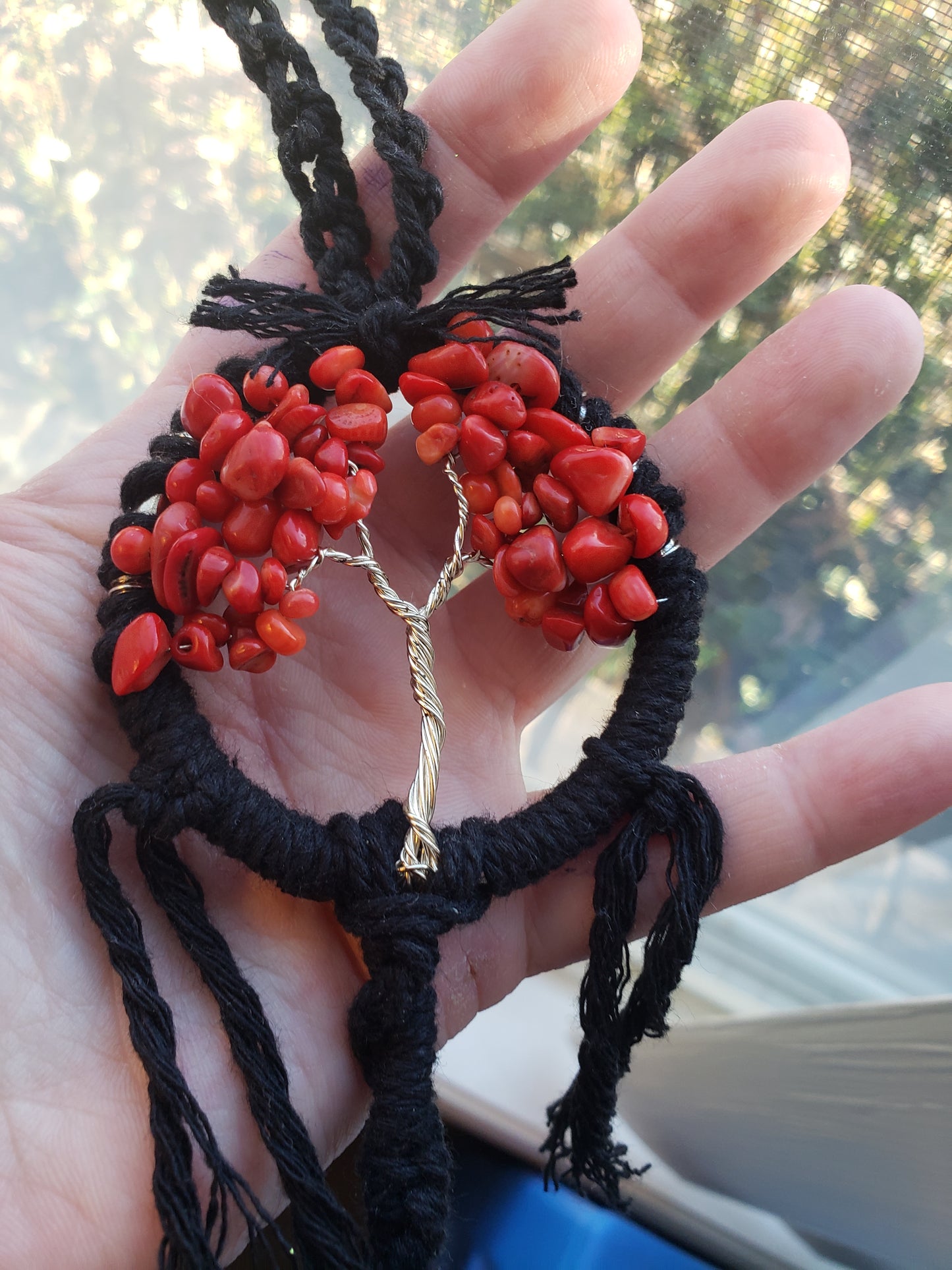 Mini Red and Black Tree of Life Dream Catcher